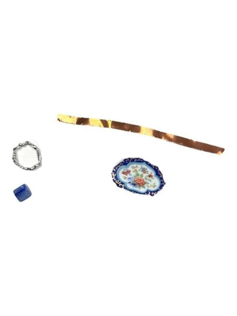 Japanese Fine Bone China Bracelet | Asian Village & Lotus Flower Sodalite Charm - Picture 7 of 16